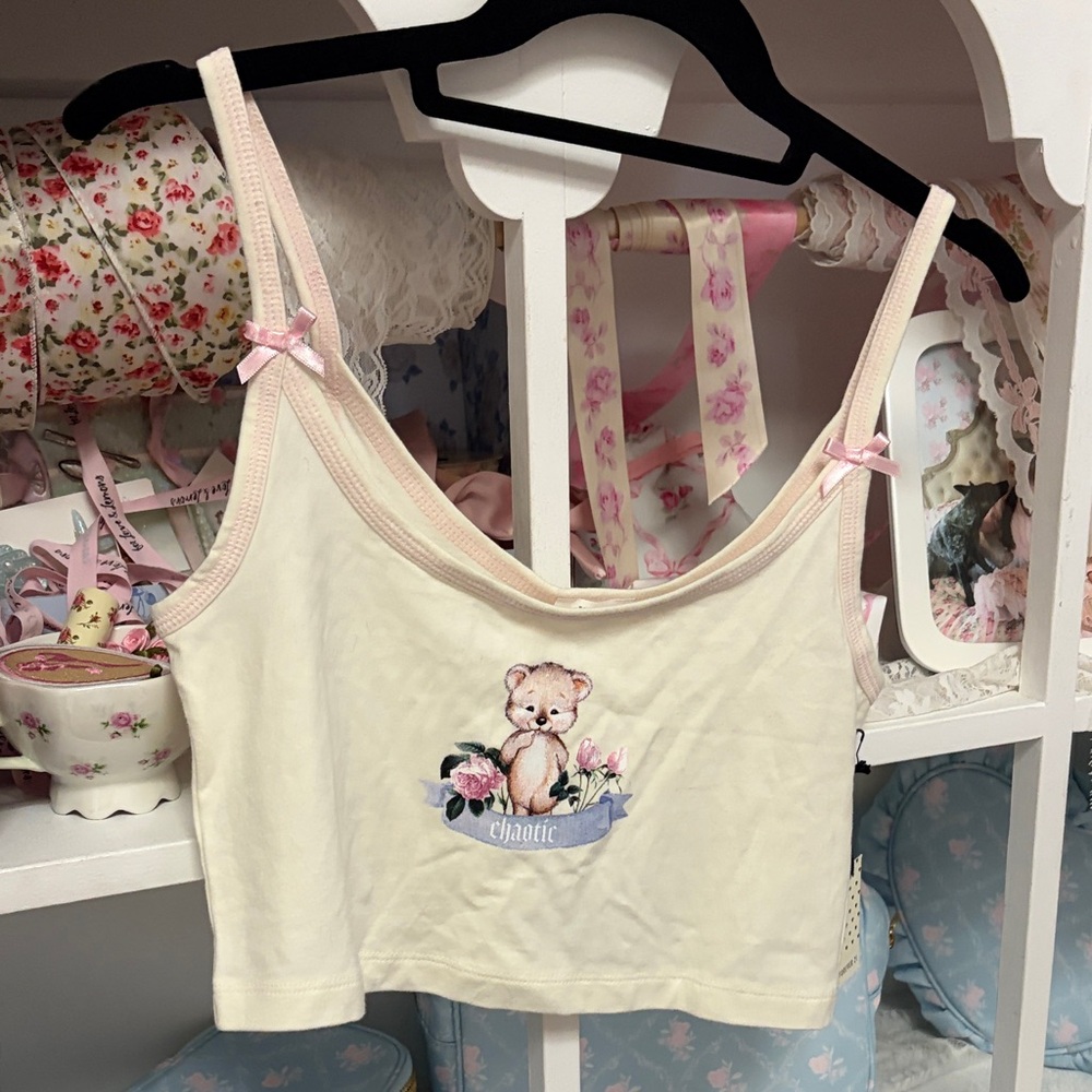 Forever 21 Cream Bear Print Bandeau